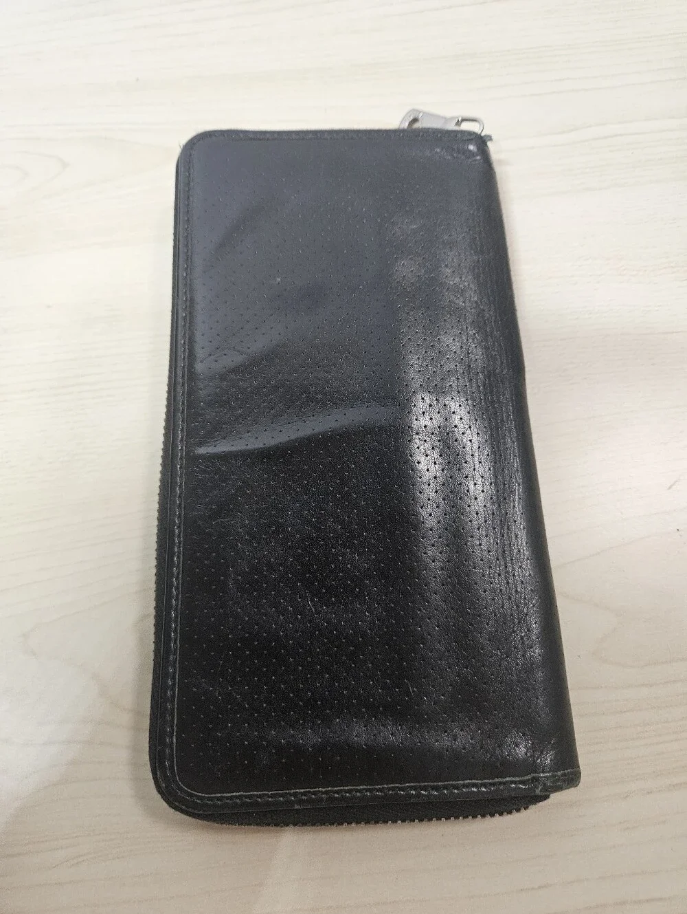 DOLCE & GABBANA Italian Leather Long Wallet Black Zippered Bifold